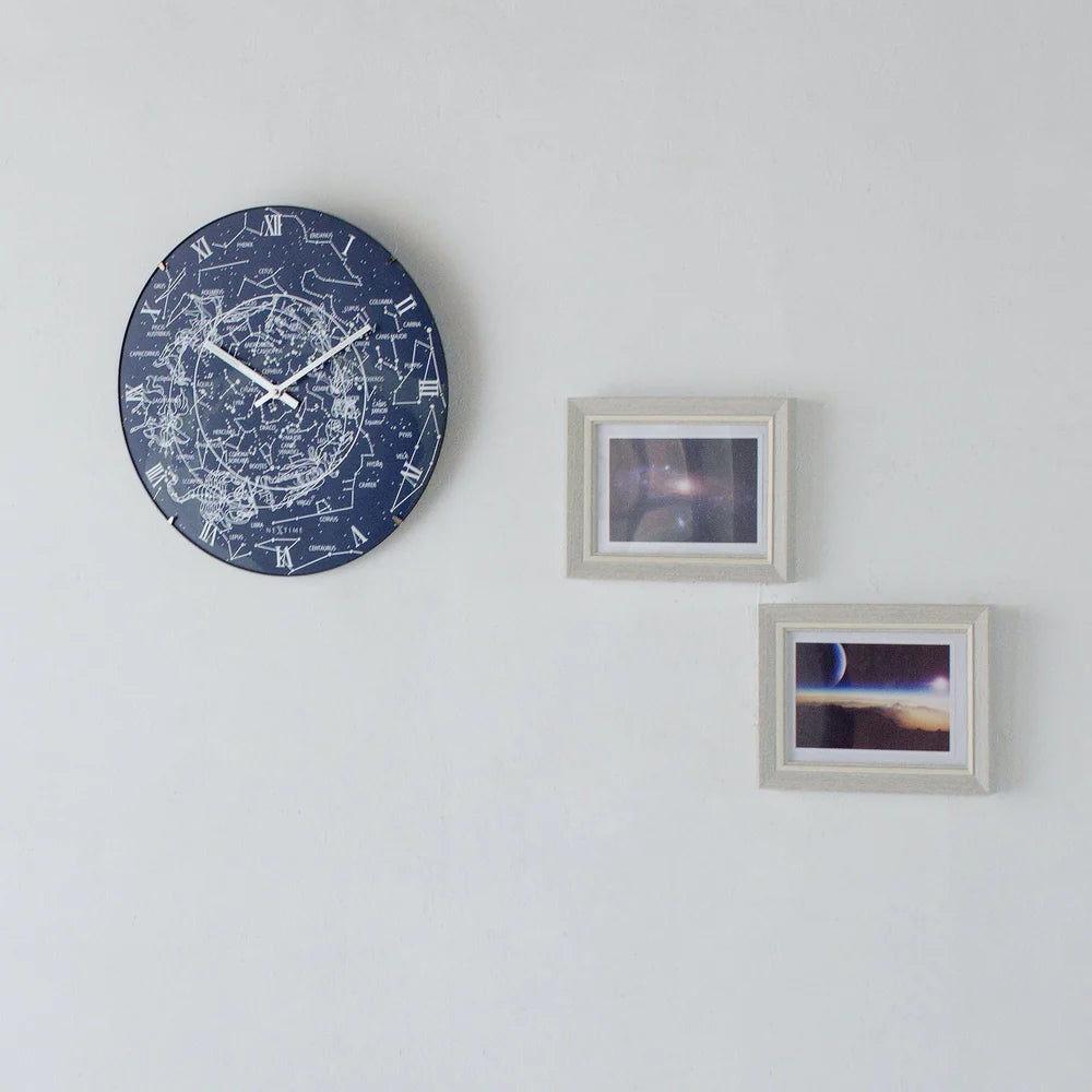 Wandklok NeXtime dia. 35 cm, bol glas, 'Milky Way dome'