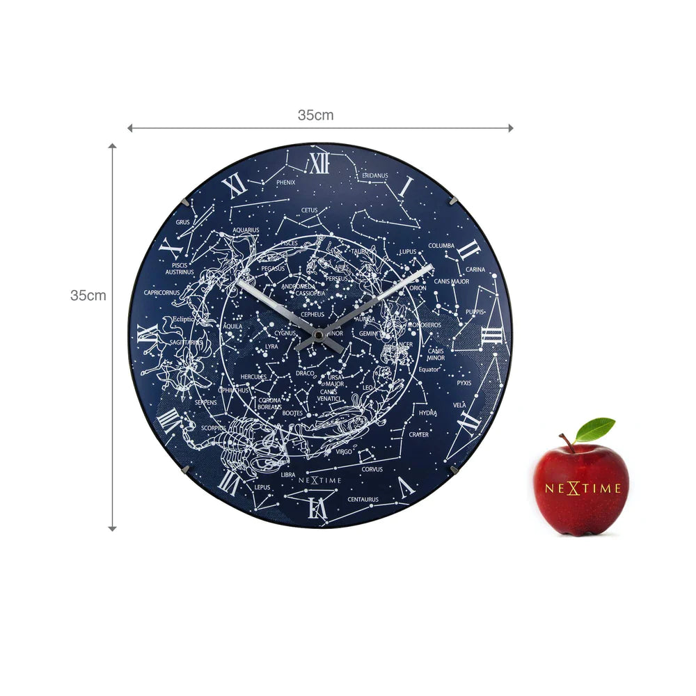 Wandklok NeXtime dia. 35 cm, bol glas, 'Milky Way dome'