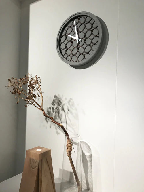 Wandklok NeXtime dia. 39.5 cm, polyresin/hout, grijs