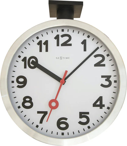 Wandklok NeXtime dia. 38 cm, aluminium/glas, wit