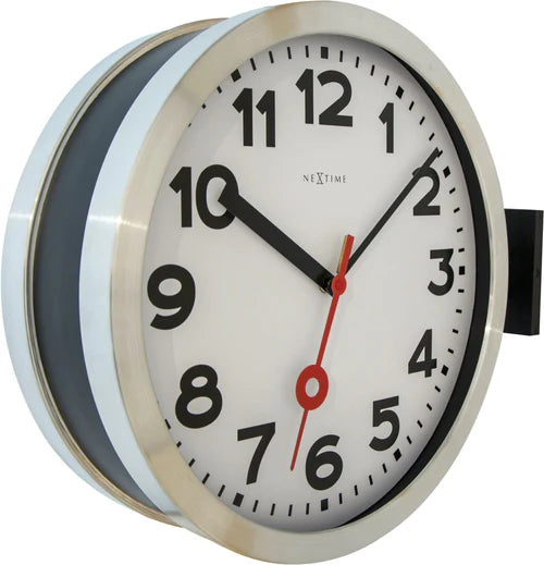 Wandklok NeXtime dia. 38 cm, aluminium/glas, wit