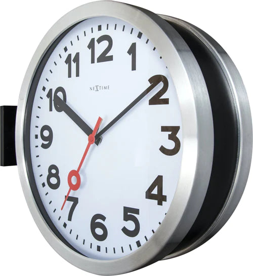 Wandklok NeXtime dia. 38 cm, aluminium/glas, wit