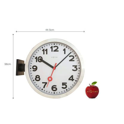 Wandklok NeXtime dia. 38 cm, aluminium/glas, wit