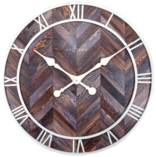 Wandklok Nextime Roman Vintage dia 58cm hout Donker bruin