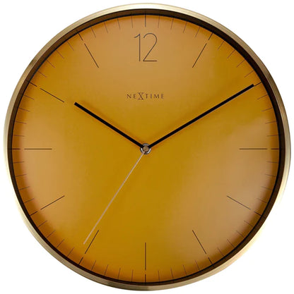 Wandklok Nextime - Ø 34 cm - Glas/ Metaal - Aluminium wit - "Essential Gold"