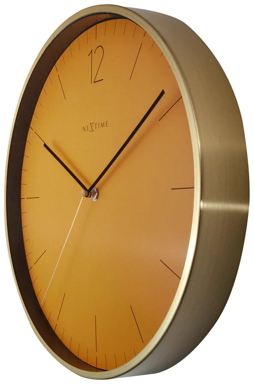 Wandklok Nextime - Ø 34 cm - Glas/ Metaal - Aluminium wit - "Essential Gold"