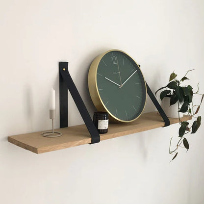 Wandklok Nextime - Ø 34 cm - Glas/ Metaal - Mos Groen -     'Essential Gold'