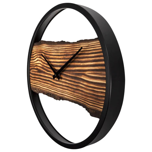 Wandklok Nextime 30cm Forest hout/metaal stil uurwerk