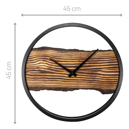 Wandklok Nextime 45cm Forest Large hout/metaal stil uurwerk