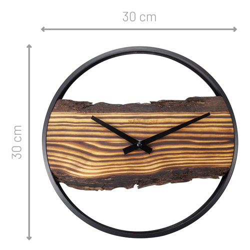 Wandklok Nextime 45cm Forest Large hout/metaal stil uurwerk