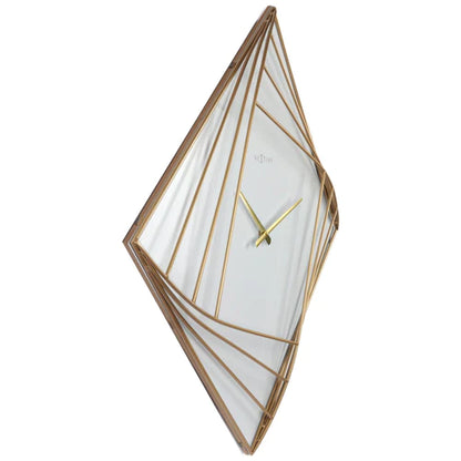 Wandklok Nextime groot 85x85cm metaal goud/wit Turning Time