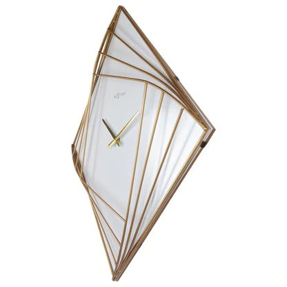 Wandklok Nextime groot 85x85cm metaal goud/wit Turning Time