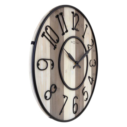 Grote wandklok - 50cm - Stil - Hout - Zwart Metaal -        "Oxford" -NeXtime