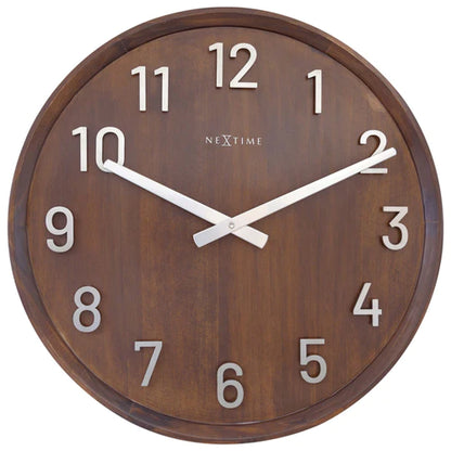 Grote wandklok - 50cm- Stille klok - Walnoot hout - NeXtime "Precious"