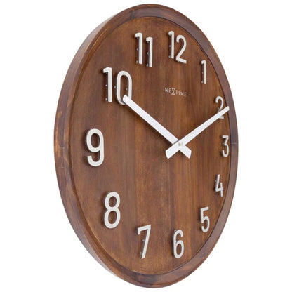 Grote wandklok - 50cm- Stille klok - Walnoot hout - NeXtime "Precious"