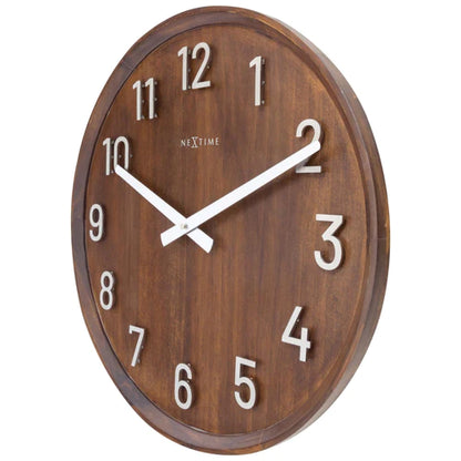 Grote wandklok - 50cm- Stille klok - Walnoot hout - NeXtime "Precious"