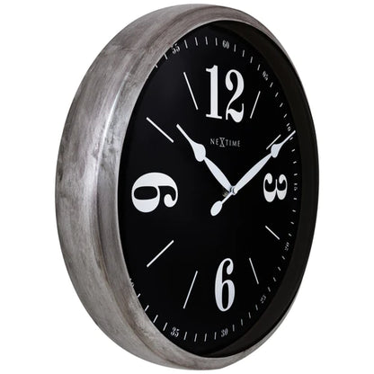 Landelijke wandklok - 39cm - Stille klok - Wit/ ZIlver -    NeXtime "Classic"