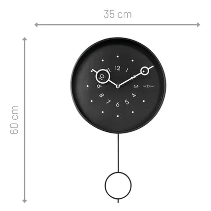 Pendulem Wandklok - 35cm - Trendy - Zwart - Metaal -        NeXtime "Loop"