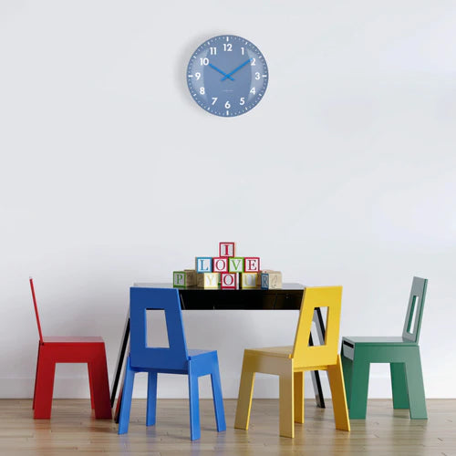 Wandklok Nextime dia 50cm bolvormig glas blauw kunststof    Duomo