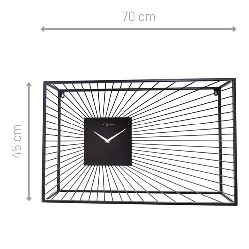 Wandklok Nextime 70x45x15 cm zwart metaal Vasco