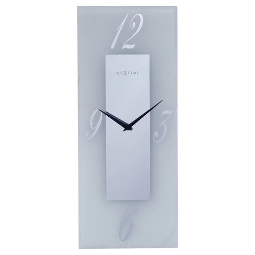 Wandklok Nextime 20x50cm glas Frosted/Mirror Dali