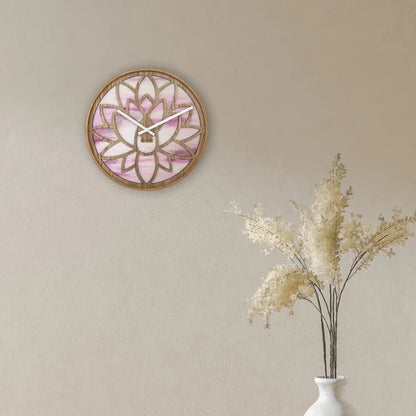 Wandklok Nextime dia 40cm Roze Hout Lotus