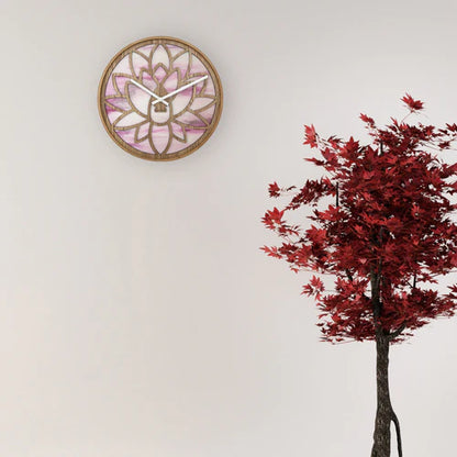 Wandklok Nextime dia 40cm Roze Hout Lotus