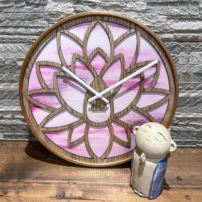 Wandklok Nextime dia 40cm Roze Hout Lotus