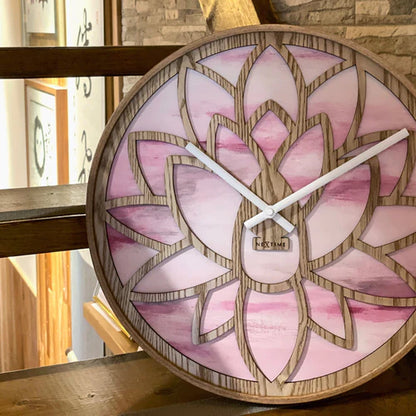 Wandklok Nextime dia 40cm Roze Hout Lotus