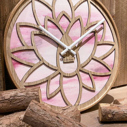 Wandklok Nextime dia 40cm Roze Hout Lotus