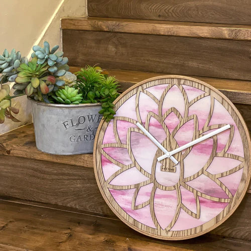 Wandklok Nextime dia 40cm Roze Hout Lotus