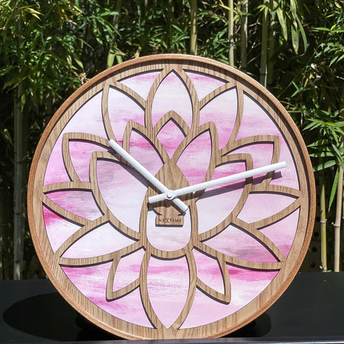 Wandklok Nextime dia 40cm Roze Hout Lotus