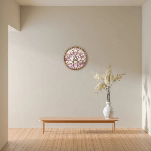 Wandklok Nextime dia 40cm Roze Hout Lotus