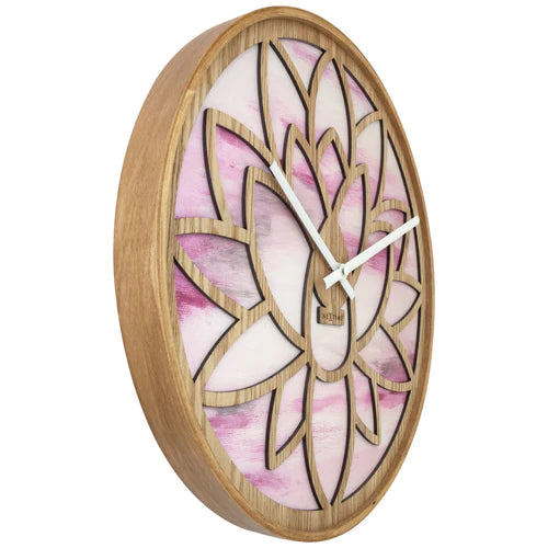 Wandklok Nextime dia 40cm Roze Hout Lotus