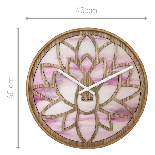 Wandklok Nextime dia 40cm Roze Hout Lotus