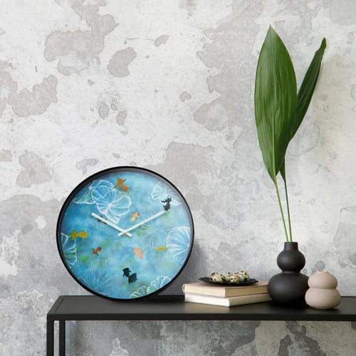 Wandklok Nextime dia 30cm blauw kunststof Pond