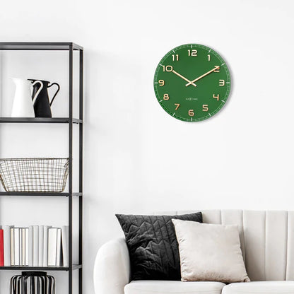 Wandklok Nextime dia 40cm Groen glas/Aluminium Classy Medium