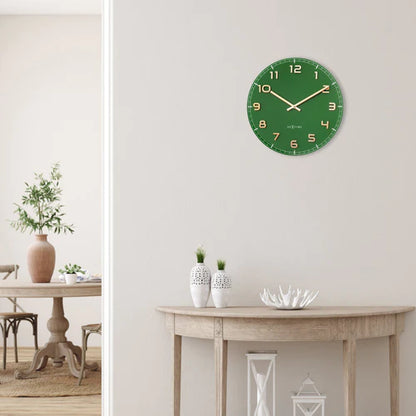 Wandklok Nextime dia 40cm Groen glas/Aluminium Classy Medium