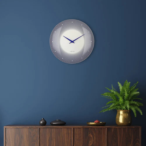 Wandklok Nextime dia 50cm bolvormig glas blauw kunststof    Deep