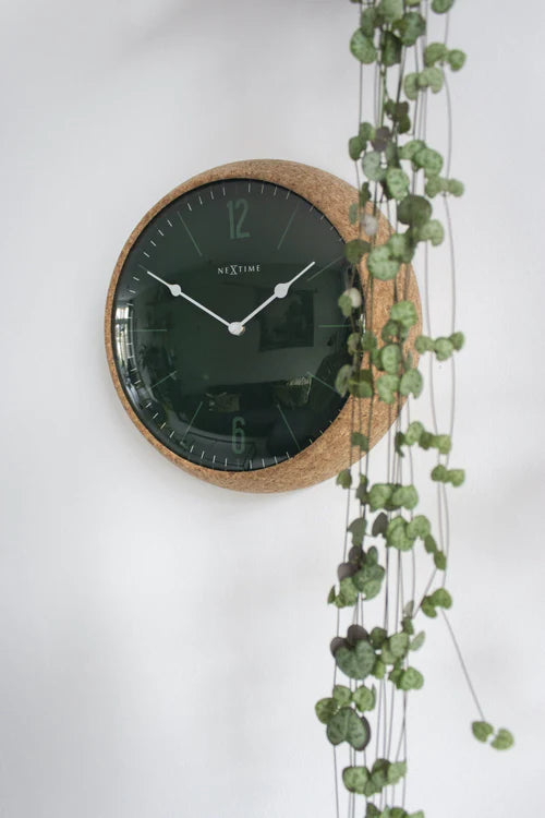 Wandklok NeXtime Cork Ø 30 cm groen