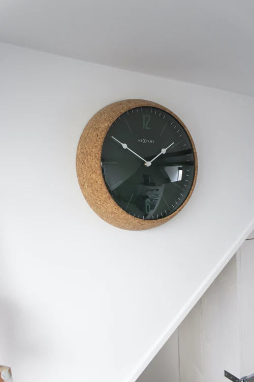 Wandklok NeXtime Cork Ø 30 cm groen