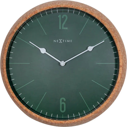 Wandklok NeXtime Cork Ø 30 cm groen