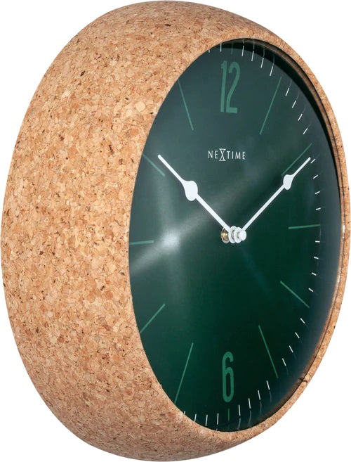 Wandklok NeXtime Cork Ø 30 cm groen