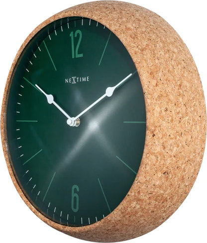 Wandklok NeXtime Cork Ø 30 cm groen