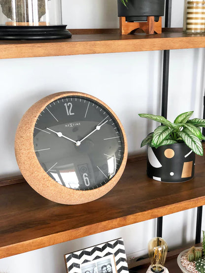 Wandklok NeXtime Cork Ø 30 cm groen