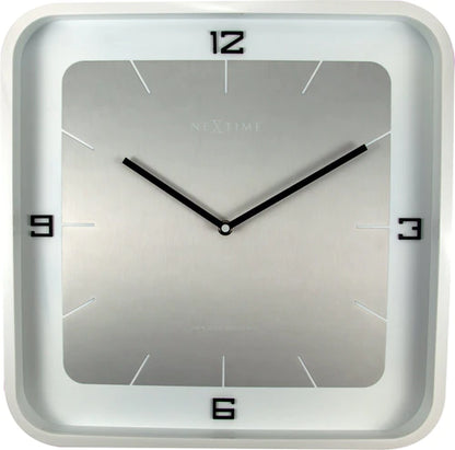 Wandklok NeXtime Jan des Bouvrie Square Wall 40 x 40 x 4 cm wit