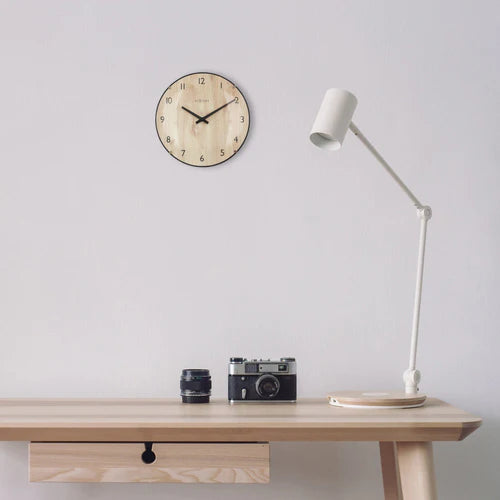 Tafelklok Nextime Edge Wood Mini 20 cm houtkleurig gebolde  glazen lens