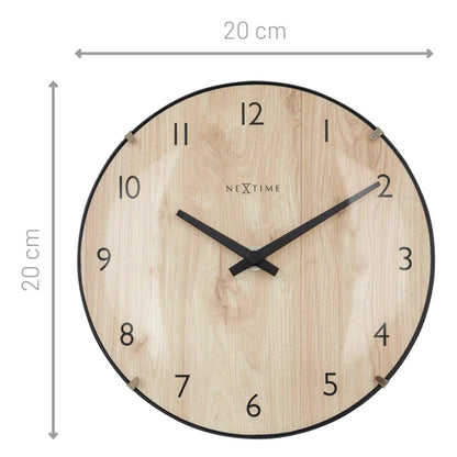 Tafelklok Nextime Edge Wood Mini 20 cm houtkleurig gebolde  glazen lens