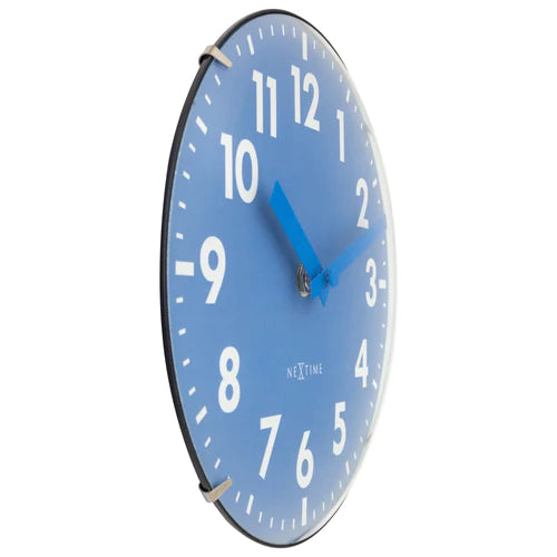 Tafelklok Nextime Duomo Mini 20 cm blauw gebolde glazen     lens