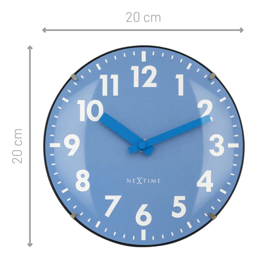 Tafelklok Nextime Duomo Mini 20 cm blauw gebolde glazen     lens